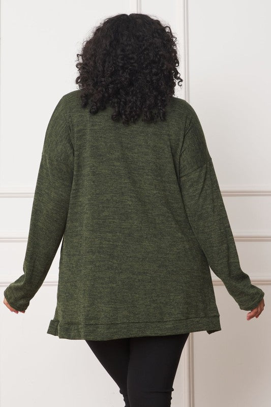 Plus Solid Drape Pocket Cardigan - Tigbul's Variety Fashion Shop