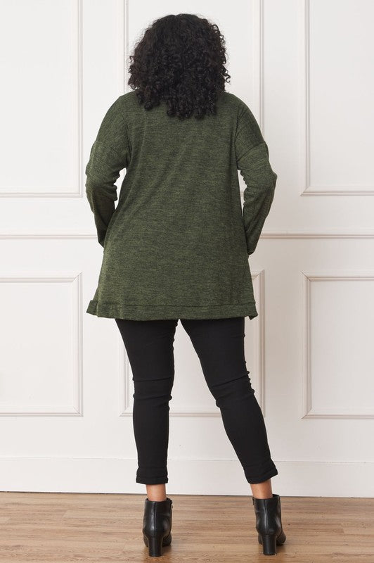 Plus Solid Drape Pocket Cardigan - Tigbul's Variety Fashion Shop