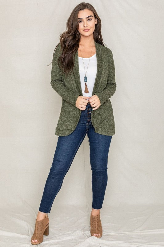 Plus Solid Drape Pocket Cardigan - Tigbul's Variety Fashion Shop