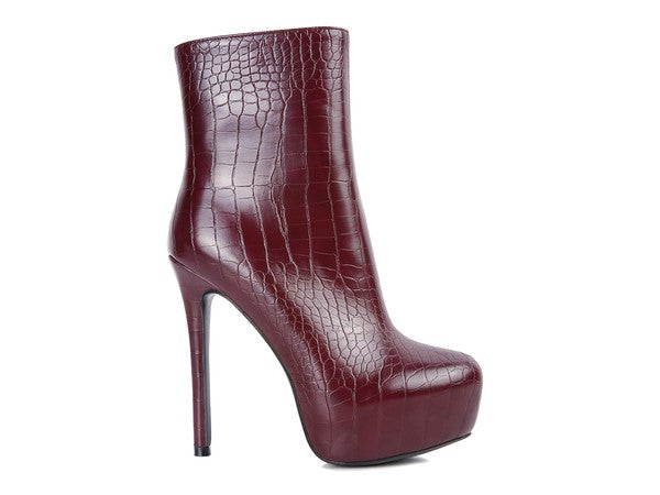 Orion High Heeled Croc Ankle Boot - Tigbuls Variety Fashion