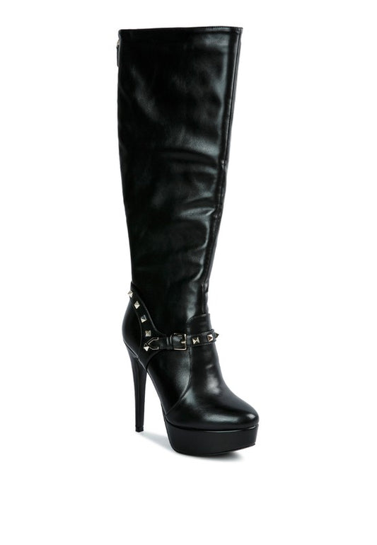 Patent Stiletto Heeled Mid Calf Boots - Tigbuls Variety Fashion