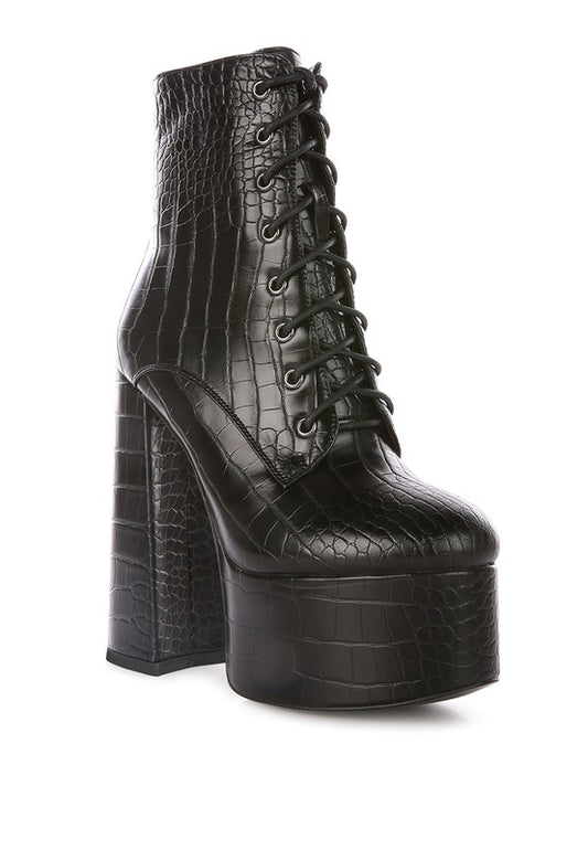 Magdalene Croc High Block Heeled Boot - Tigbuls Variety Fashion