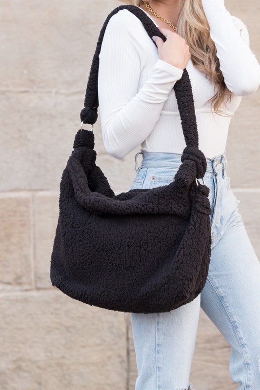 Boucle Sherpa Messenger Bag - Tigbul's Variety Fashion Shop