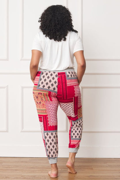 Plus Quilted Print Joggers - Tigbul's Variety Fashion Shop