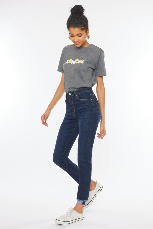 High Rise Rolled Cuff Jeans - Tigbuls Variety Fashion