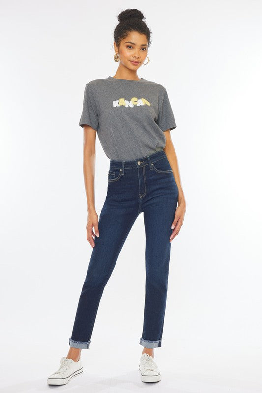 High Rise Rolled Cuff Jeans - Tigbuls Variety Fashion