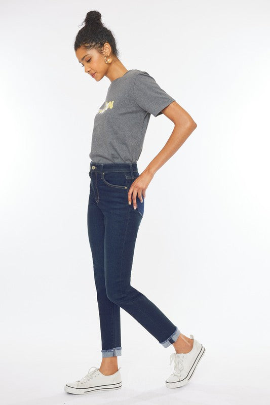 High Rise Rolled Cuff Jeans - Tigbuls Variety Fashion