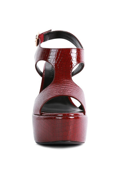 CROFT Croc High Heeled Cut Out Sandals - Tigbuls Variety Fashion