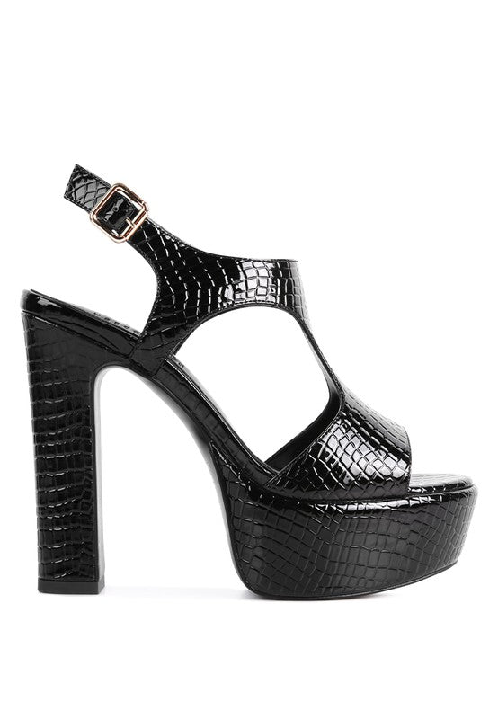 CROFT Croc High Heeled Cut Out Sandals - Tigbuls Variety Fashion