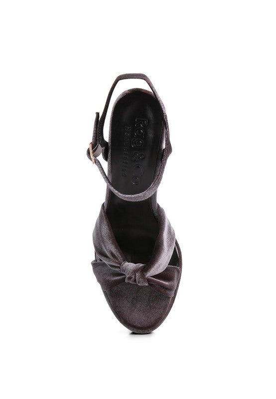 LIDDEL Velvet High Block Heeled Sandals - Tigbuls Variety Fashion