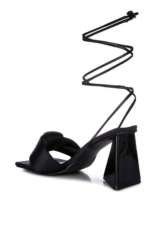Pristine Knotted Triangular Block Heel Sandals - Tigbul's Variety Fashion Shop