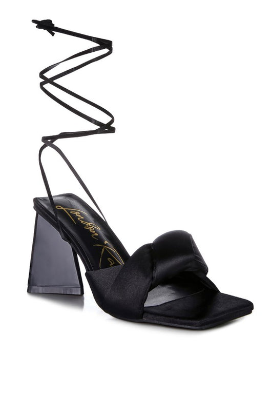 Pristine Knotted Triangular Block Heel Sandals - Tigbul's Variety Fashion Shop