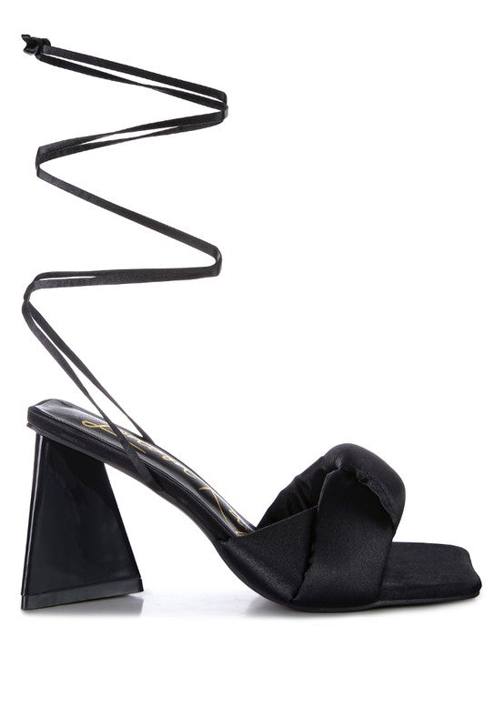 Pristine Knotted Triangular Block Heel Sandals 3" Heels - Tigbul's Variety Fashion Shop