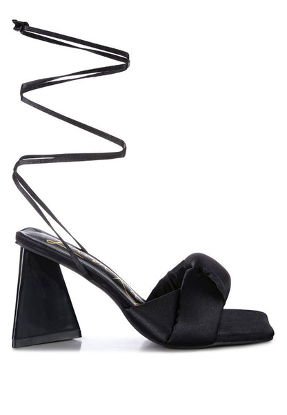 Pristine Knotted Triangular Block Heel Sandals 3" Heels - Tigbul's Variety Fashion Shop