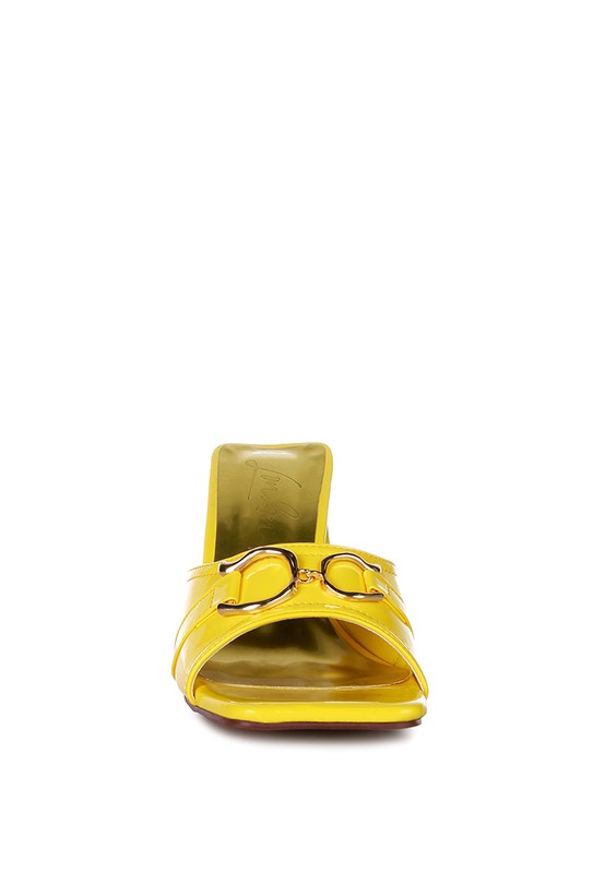 Salisbury Metal Buckle Detail Slider 3" Heel Sandals | Tigbuls