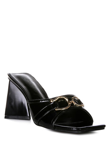 Salisbury Metal Buckle Detail Slider 3" Heel Sandals | Tigbuls