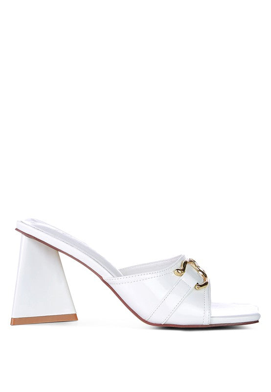 Salisbury Metal Buckle Detail Slider 3" Heel Sandals | Tigbuls