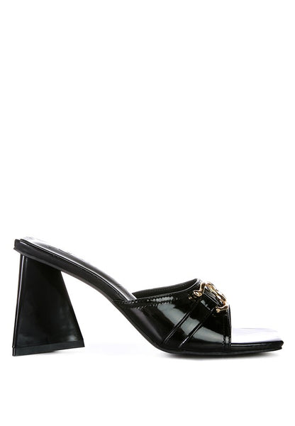 Salisbury Metal Buckle Detail Slider 3" Heel Sandals | Tigbuls