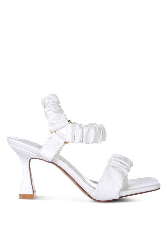 Merker Ruched Spool Heel Casual Sandals - Tigbul's Variety Fashion Shop