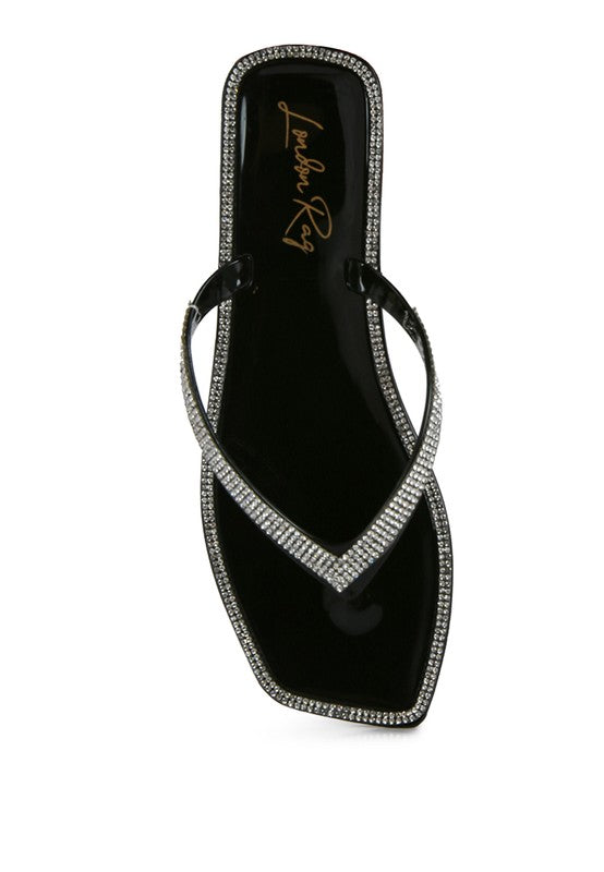 Golightly Diamante Stud Detail Thong Flats - Tigbuls Variety Fashion