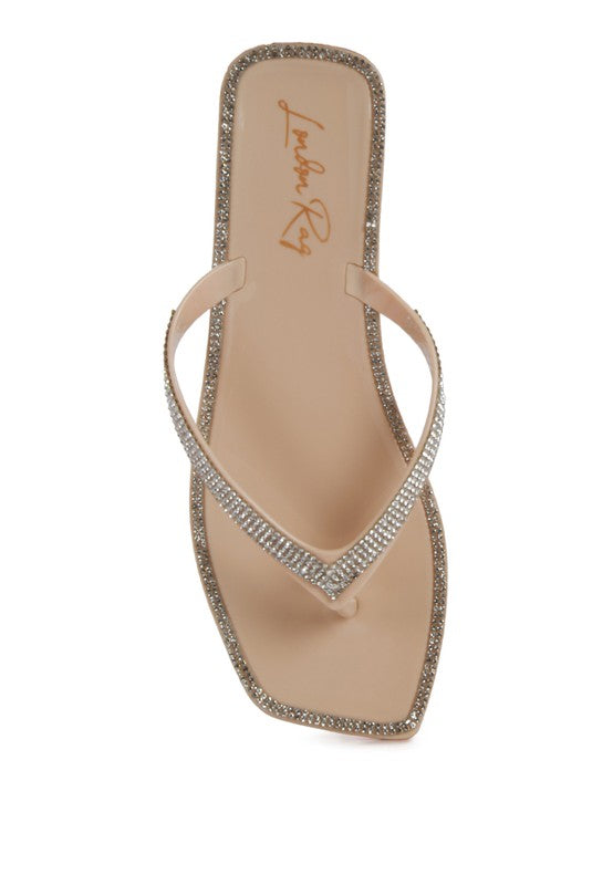 Golightly Diamante Stud Detail Thong Flats - Tigbuls Variety Fashion