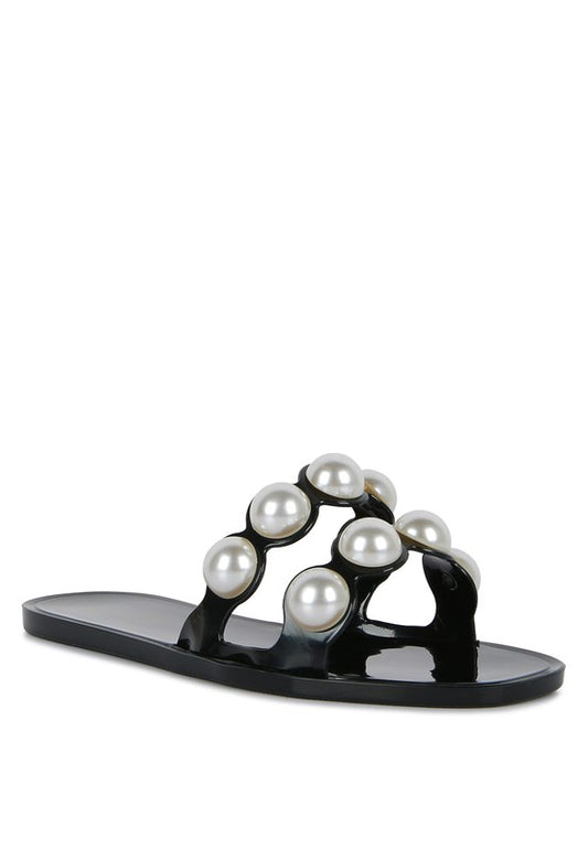 Pearla Faux Pearl Detail Jelly Flats - Tigbuls Variety Fashion