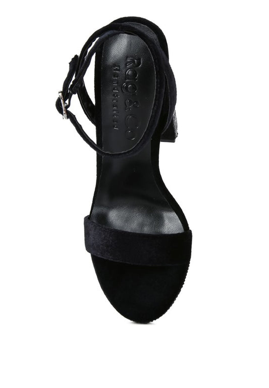 ZIRCON Diamante Studded High Block Heel Sandals - Tigbul's Variety Fashion Shop