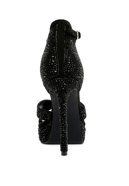 REGALIA Diamante Studded High Heel Dress Sandals - Tigbul's Variety Fashion Shop