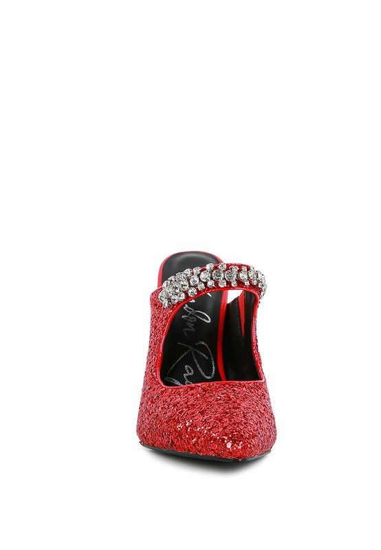 Twinklet Glitter Diamante High Heeled Sandals - Tigbuls Variety Fashion