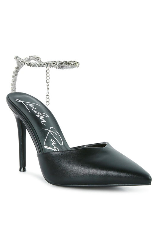 Joyce High Heeled Rhinestone Mule Sandals - Tigbuls Variety Fashion