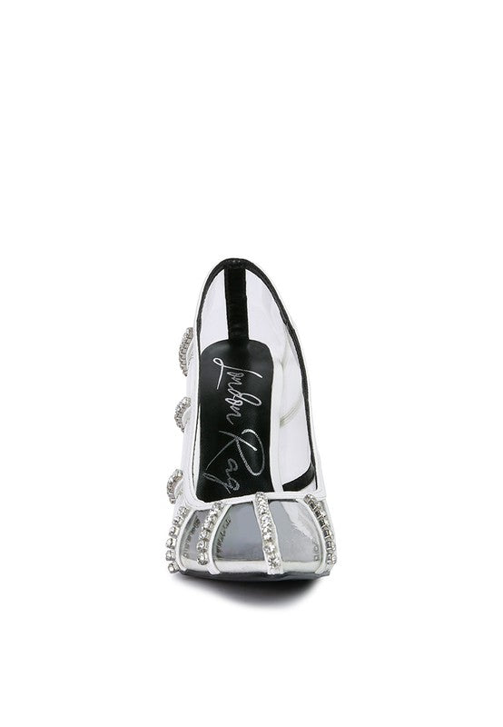 Diamante Clear High Heel Cage Pumps - Tigbuls Variety Fashion