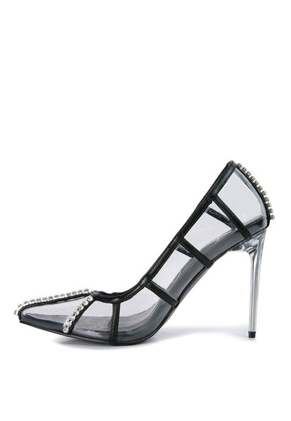 Diamante Clear High Heel Cage Pumps - Tigbuls Variety Fashion