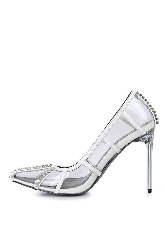 Diamante Clear High Heel Cage Pumps - Tigbuls Variety Fashion