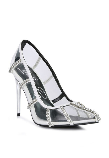 Diamante Clear High Heel Cage Pumps - Tigbuls Variety Fashion