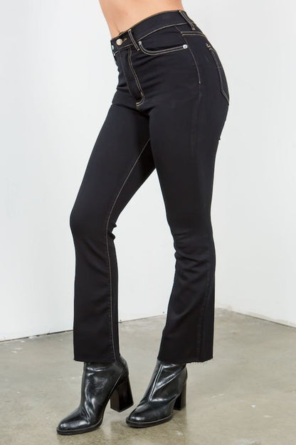 Ankle Cropped Flare Jean in Jet Black - Tigbuls Variety Fashion