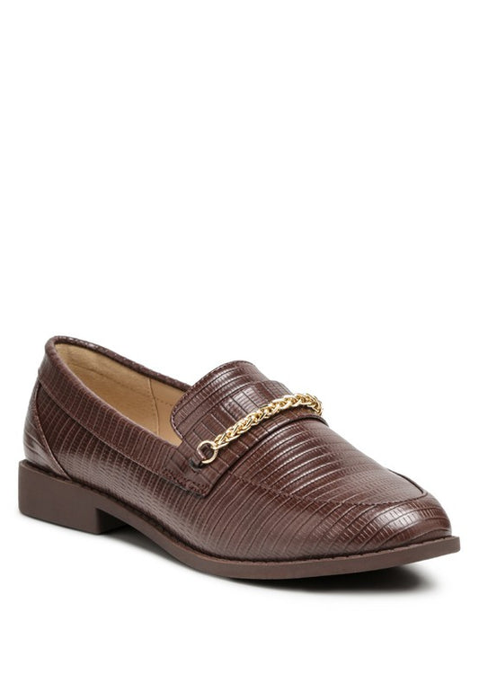 Vouse Low Block Loafers Adorned With Golden Chain - Tigbul's Variety Fashion Shop