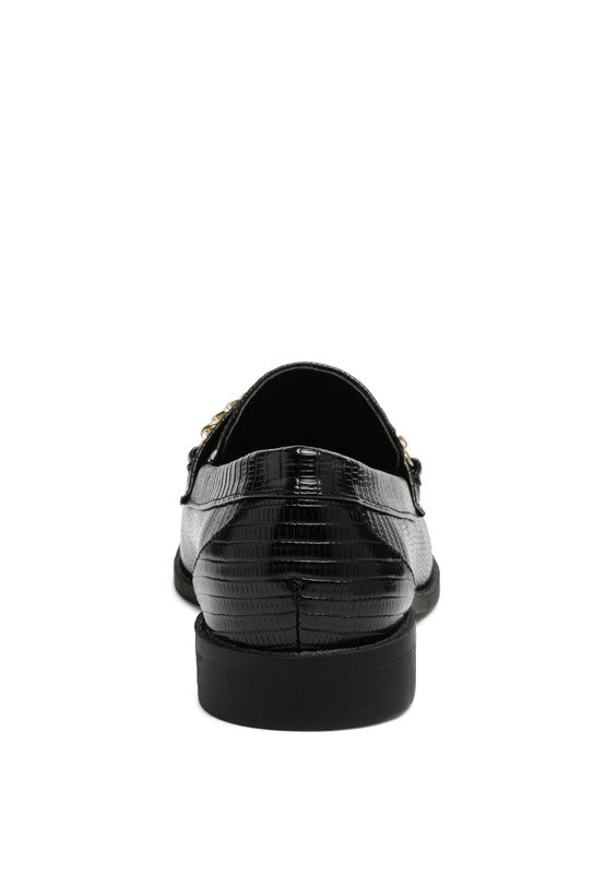 Vouse Low Block Loafers Adorned With Golden Chain - Tigbuls Variety Fashion