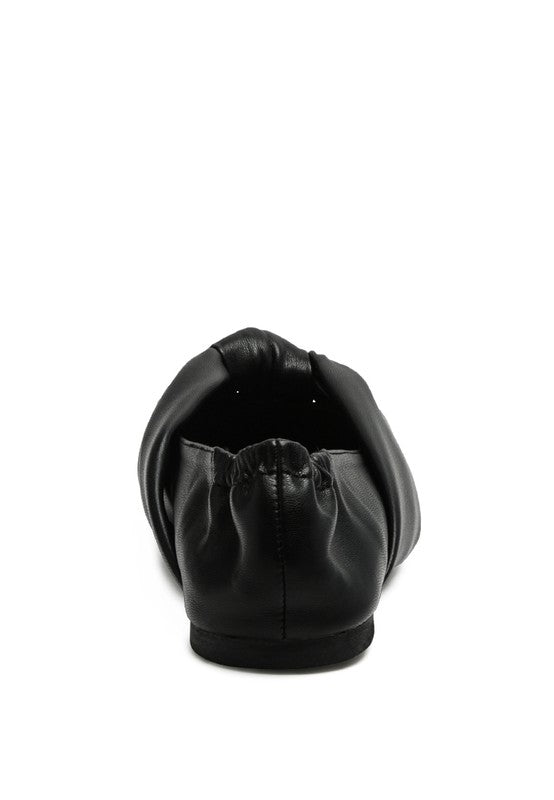 Norma Knot Detail ballet flats, black back with elastic ruching