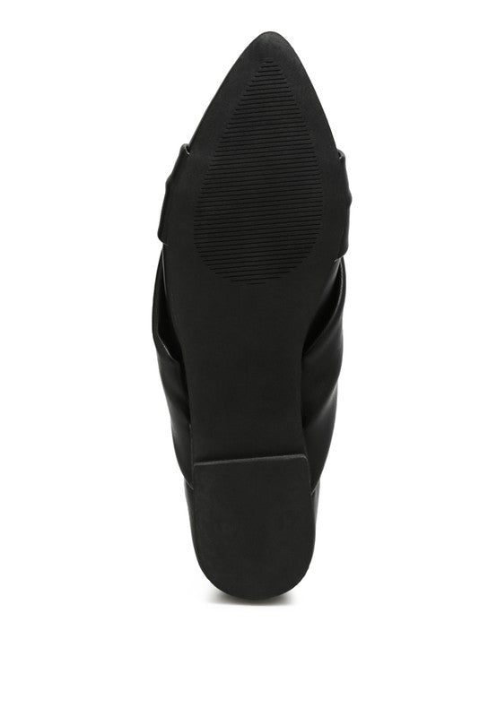 Black ballet flats outsole with textured grip and flat heel