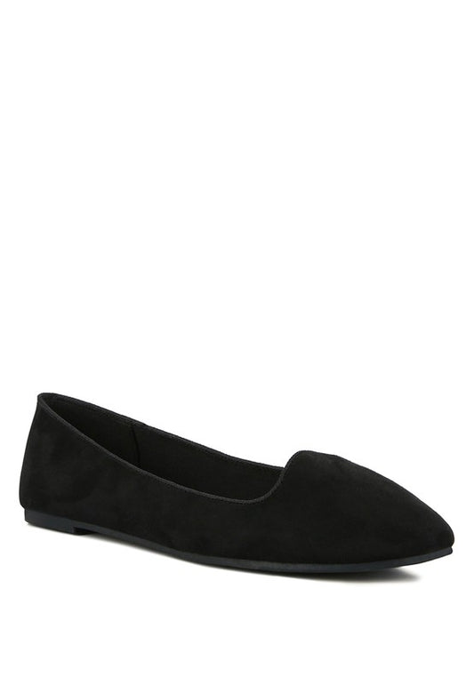 Black Microfiber Casual Ballerina Flats - Tigbul's Variety Fashion Shop
