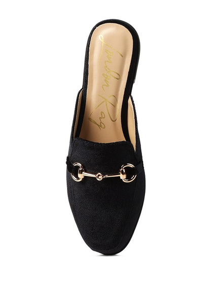 Velvet Buckled Flat Mules - Tigbul's Variety Fashion Shop