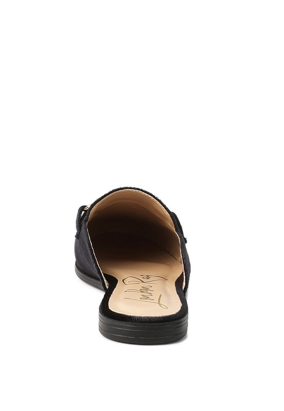 Velvet Buckled Flat Mules - Tigbul's Variety Fashion Shop