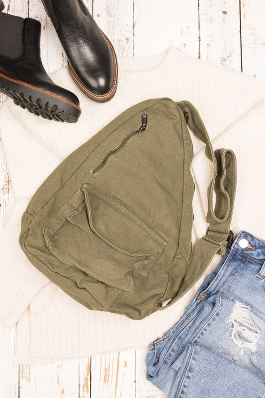 Oversized Canvas Sling Bag - Tigbuls Variety Fashion