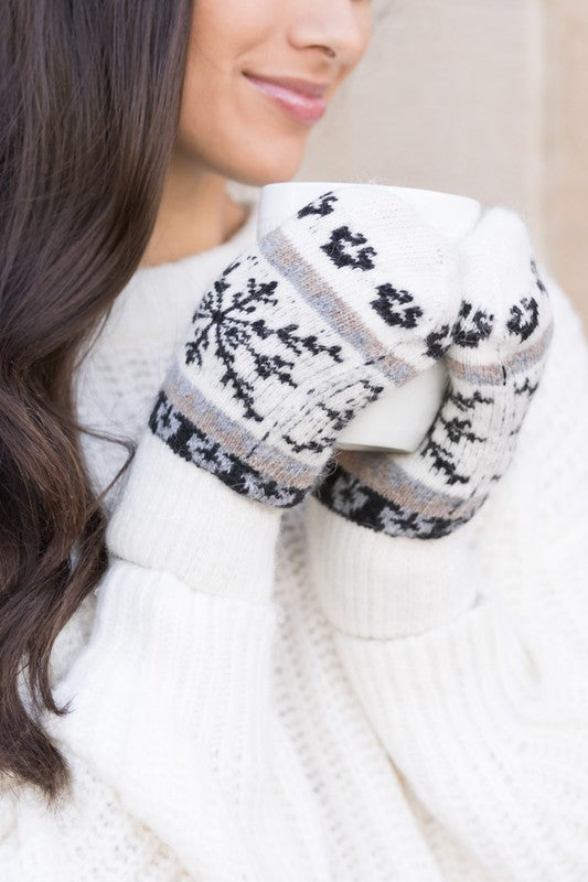 Nordic Snowflake  Mittens - Tigbul's Variety Fashion Shop
