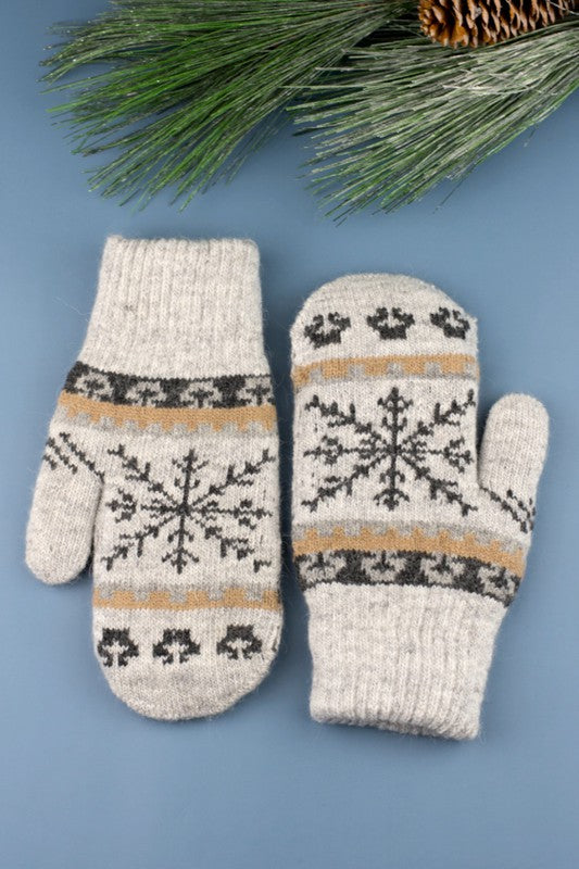 Nordic Snowflake  Mittens - Tigbul's Variety Fashion Shop
