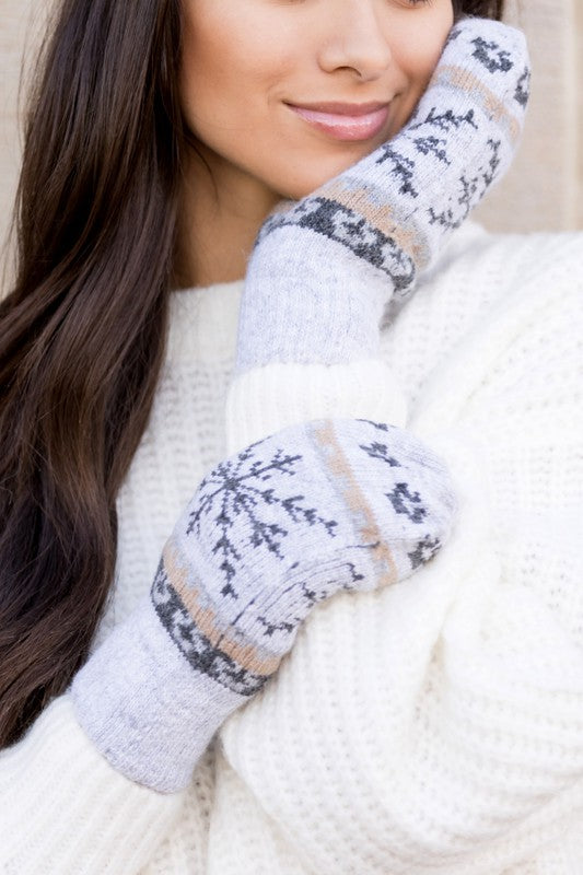 Nordic Snowflake  Mittens - Tigbul's Variety Fashion Shop