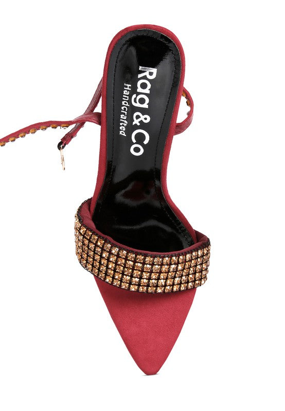 ZURIN Black High Heeled Diamante Sandals - Tigbul's Variety Fashion Shop