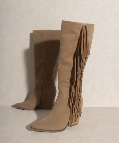 OASIS SOCIETY OUT WEST - Knee-High Fringe Boots - Tigbuls Variety Fashion