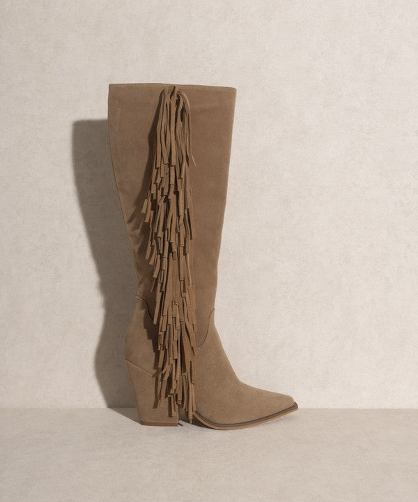 OASIS SOCIETY OUT WEST - Knee-High Fringe Boots - Tigbuls Variety Fashion