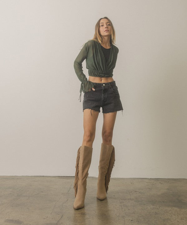 OASIS SOCIETY OUT WEST - Knee-High Fringe Boots - Tigbuls Variety Fashion